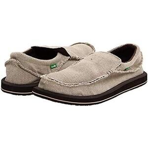 Sanuk Men's Tan Chiba Canvas Sidewalk Slippers Surfer Shoes Size 13